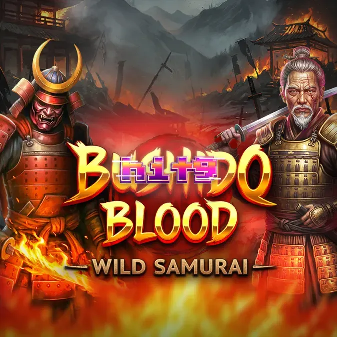 Tampilan visual slot Bushido Blood dengan tema samurai dan latar belakang pegunungan.